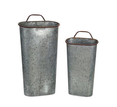 Brown Tin wall Bucket, Set of 2 - Bombay Mercantile