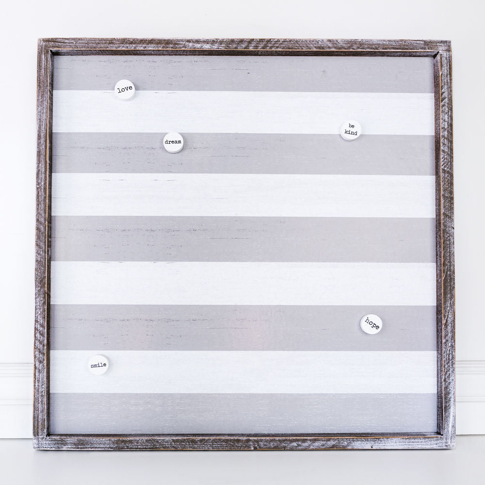 Wood Framed Magnet Board (Gray Stripes) - The Nifty Decor