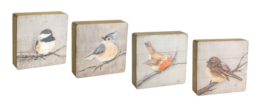 4 Set of wooden Bird Plaque - The Nifty Decor