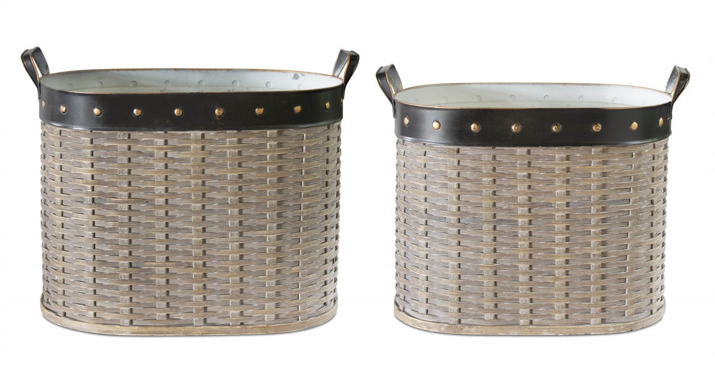 Brownish oval basket, Set of 2 - The Nifty Decor