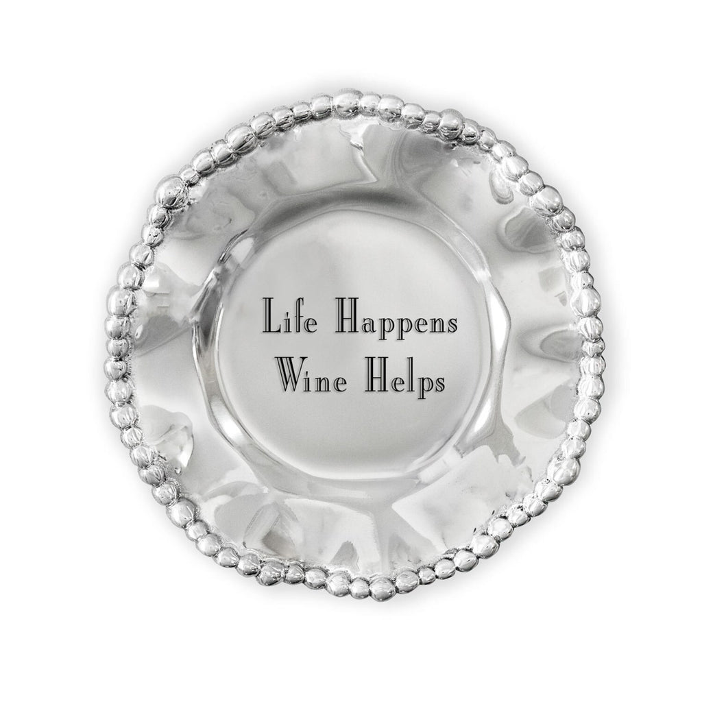 Round Wine Plate "Life Happens, Wine Helps" - The Nifty Decor