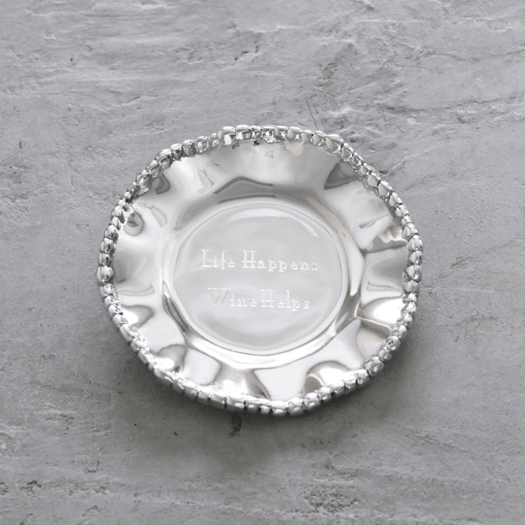 Round Wine Plate "Life Happens, Wine Helps" - The Nifty Decor