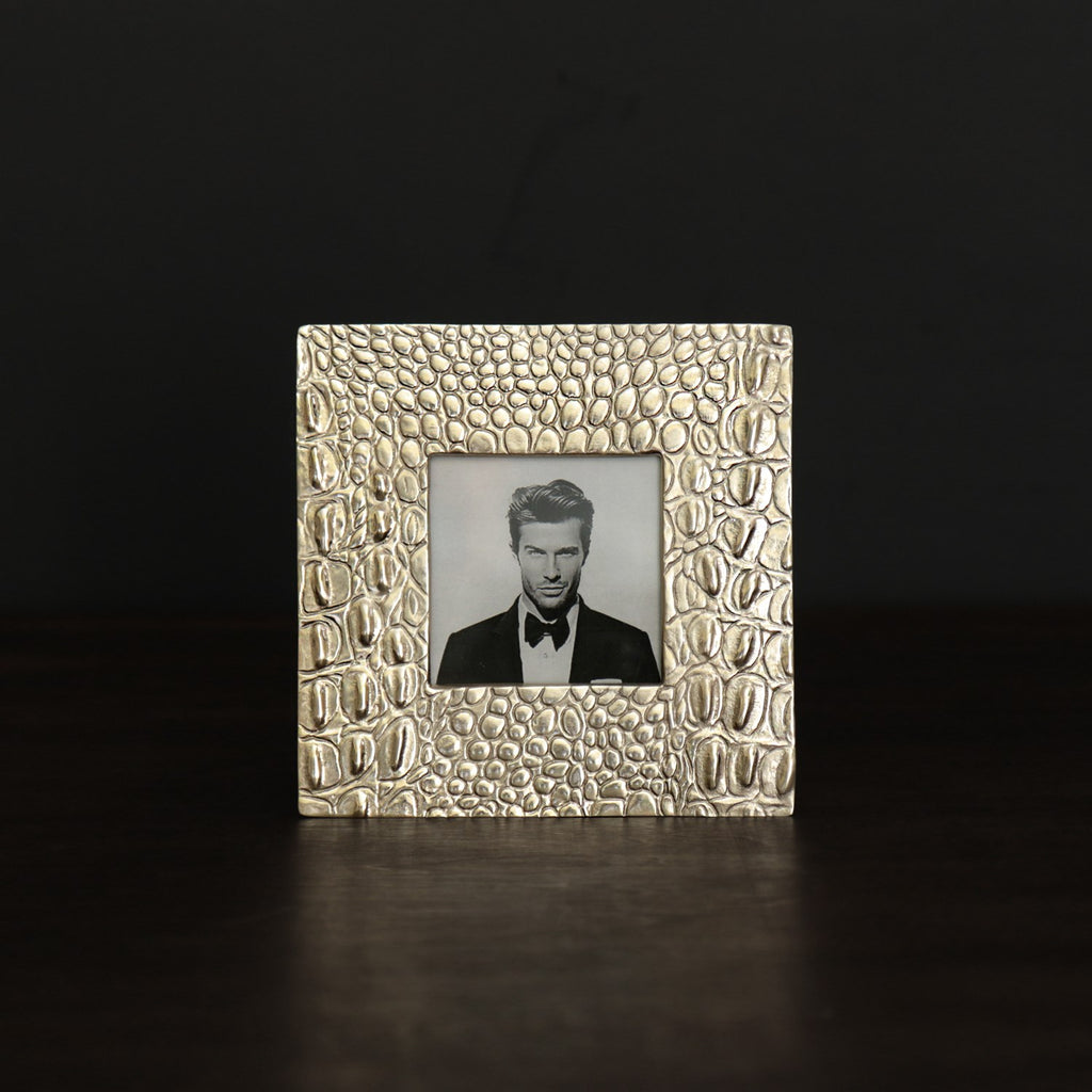 Sierra Modern Croc 3 x 3 Frame (Gold) - The Nifty Decor