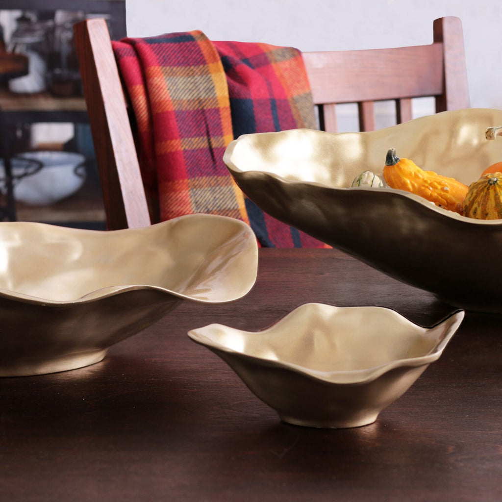 Maia Medium Oval Bowl (Gold) - The Nifty Decor