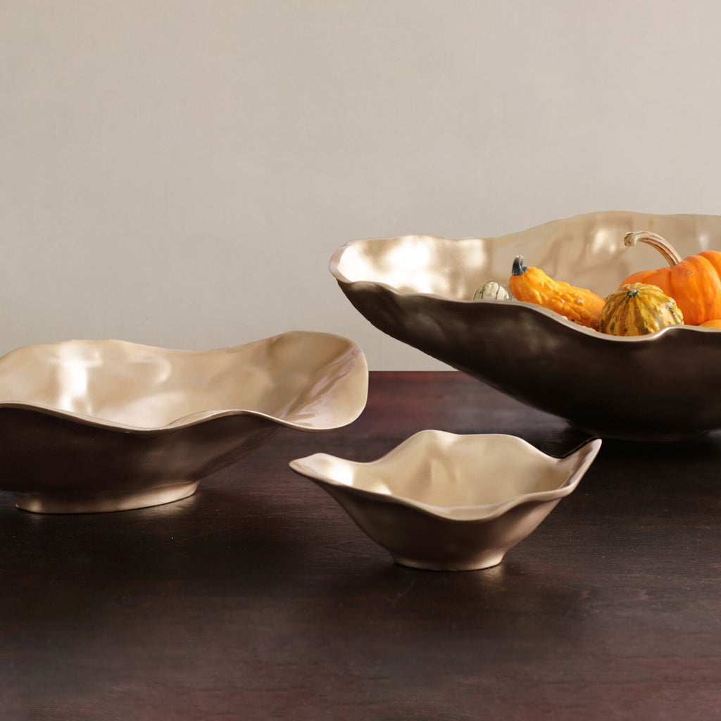 Maia Medium Oval Bowl (Gold) - The Nifty Decor