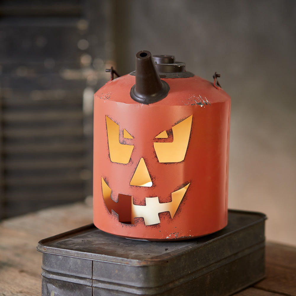 Carved Pumpkin Fuel Can Luminary - Bombay Mercantile