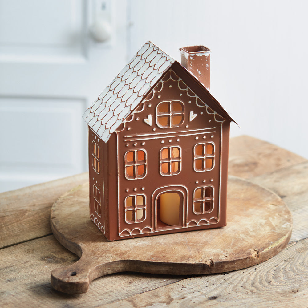Gingerbread Manor Metal Luminary - Bombay Mercantile