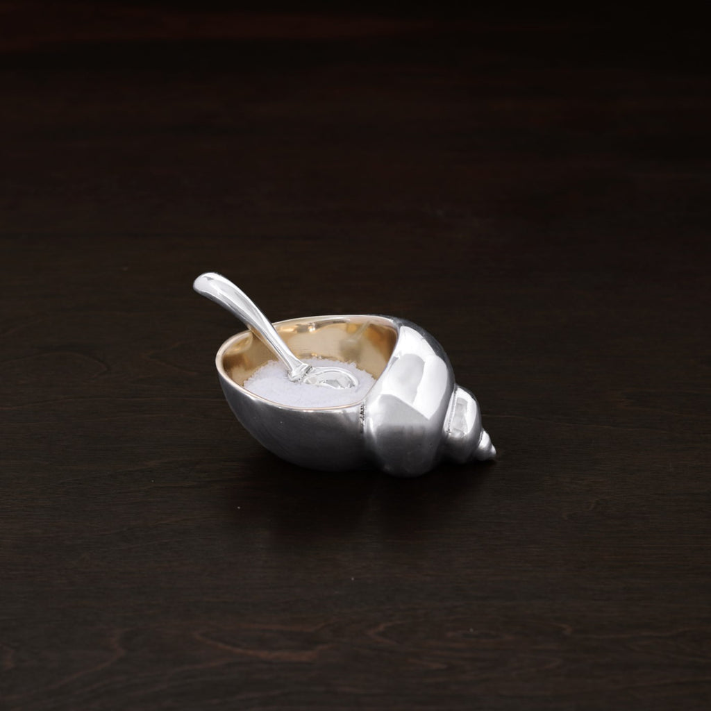 Ocean Conch Salt Cellar with Spoon (Gold) - The Nifty Decor