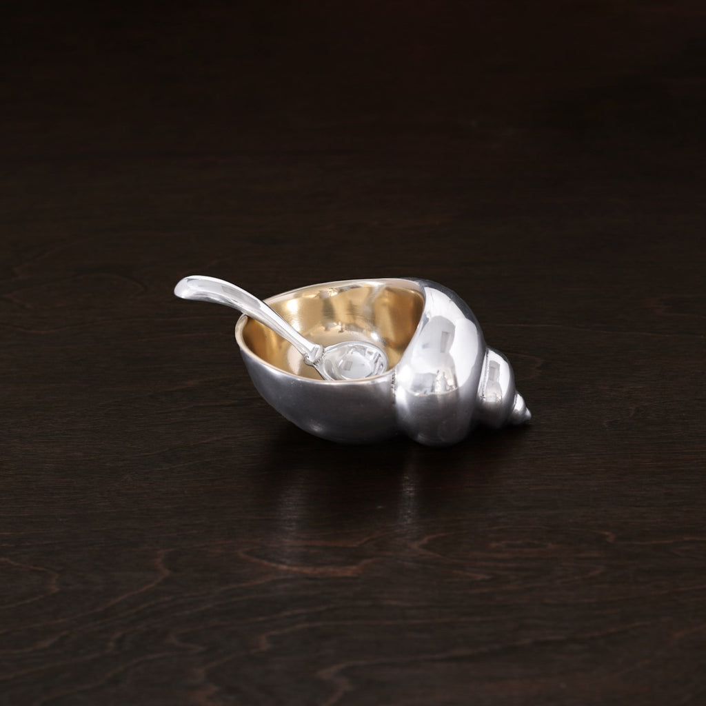 Ocean Conch Salt Cellar with Spoon (Gold) - The Nifty Decor
