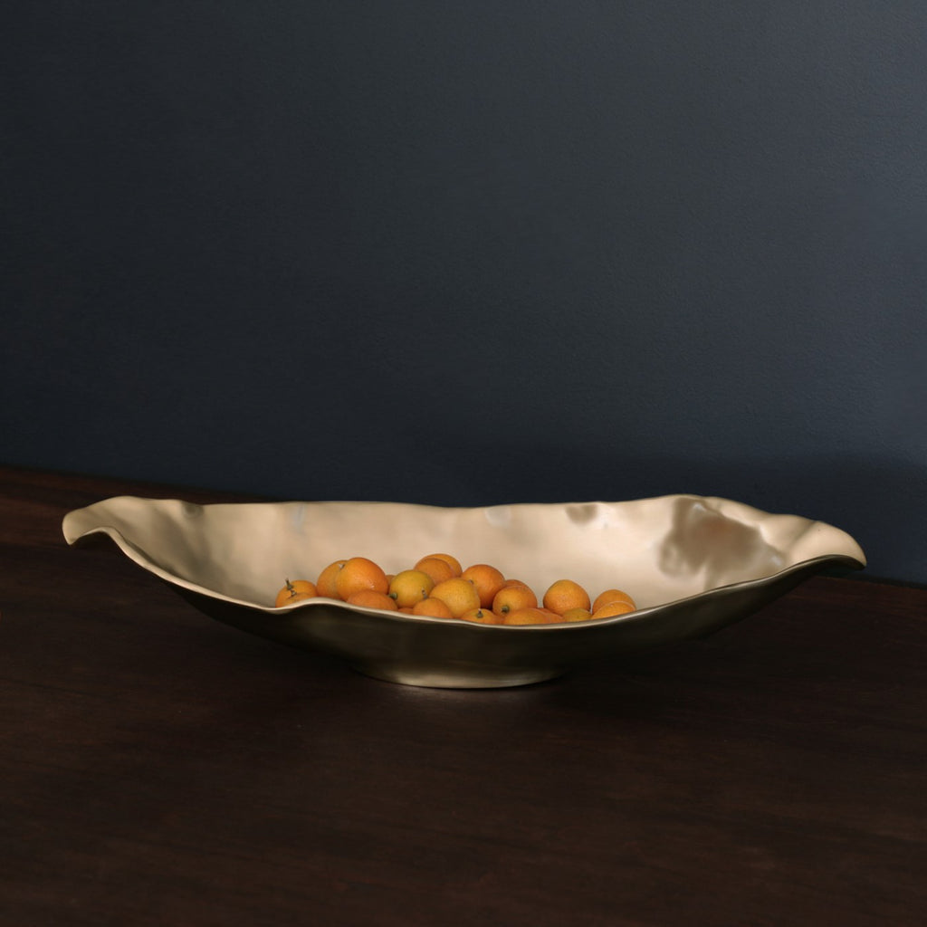 Maia Medium Long Oval Bowl (Gold) - The Nifty Decor