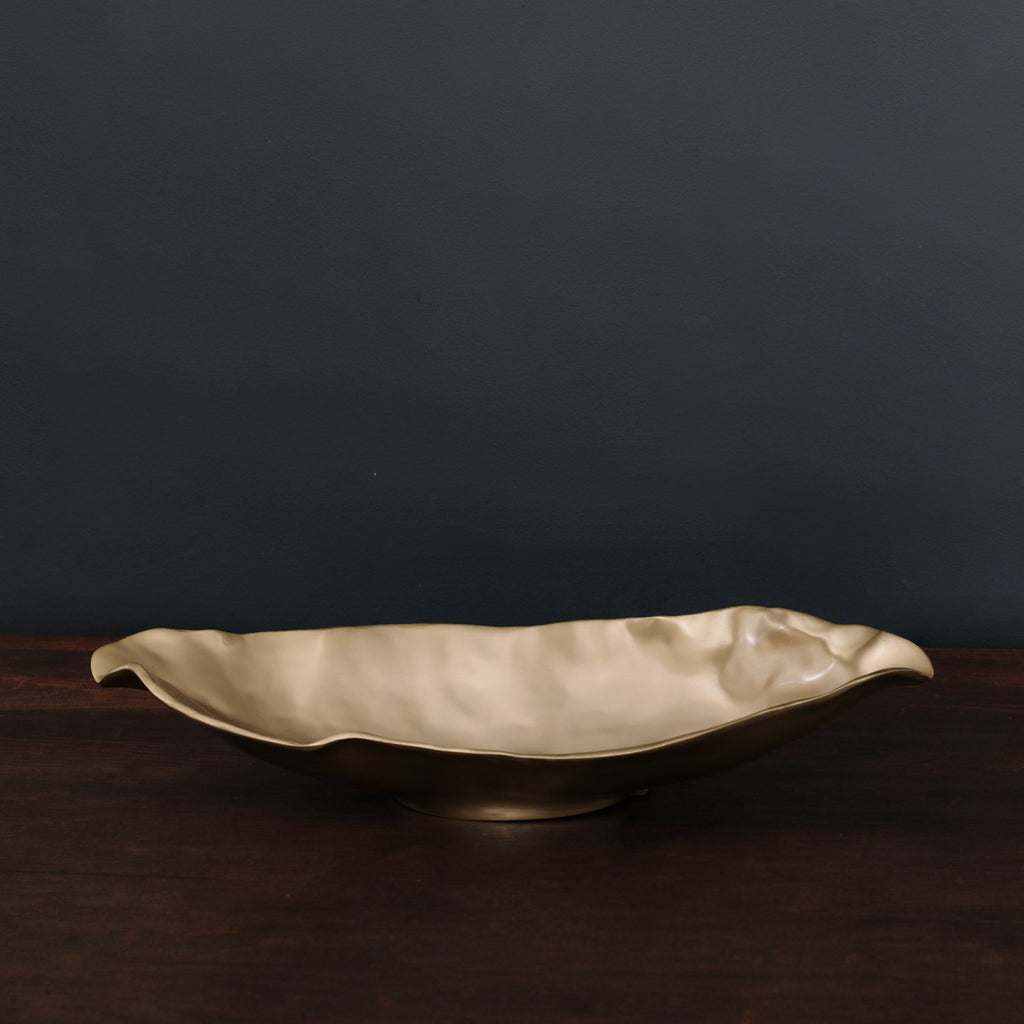 Maia Medium Long Oval Bowl (Gold) - The Nifty Decor
