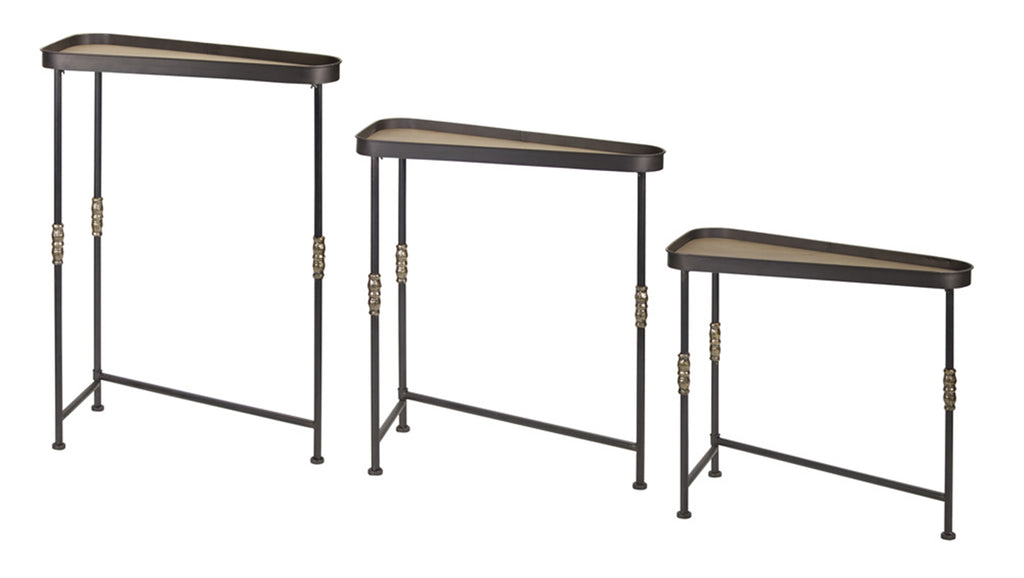3 Set of brown side tables - The Nifty Decor