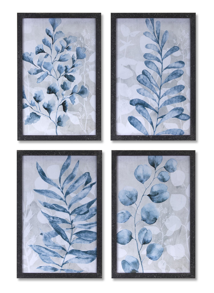 Blue n grey foliage print, Set of 4 - The Nifty Decor