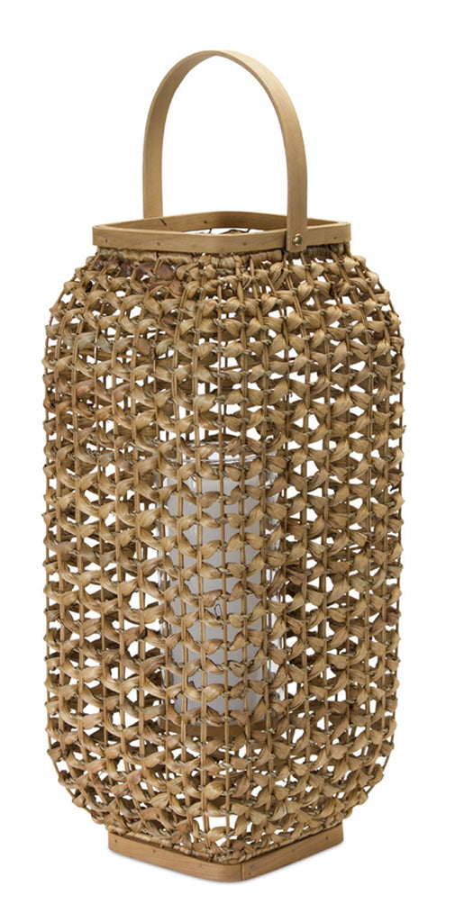 Wicker Glass Lantern - Bombay Mercantile