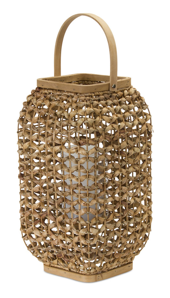 Wicker Glass Lantern - Bombay Mercantile