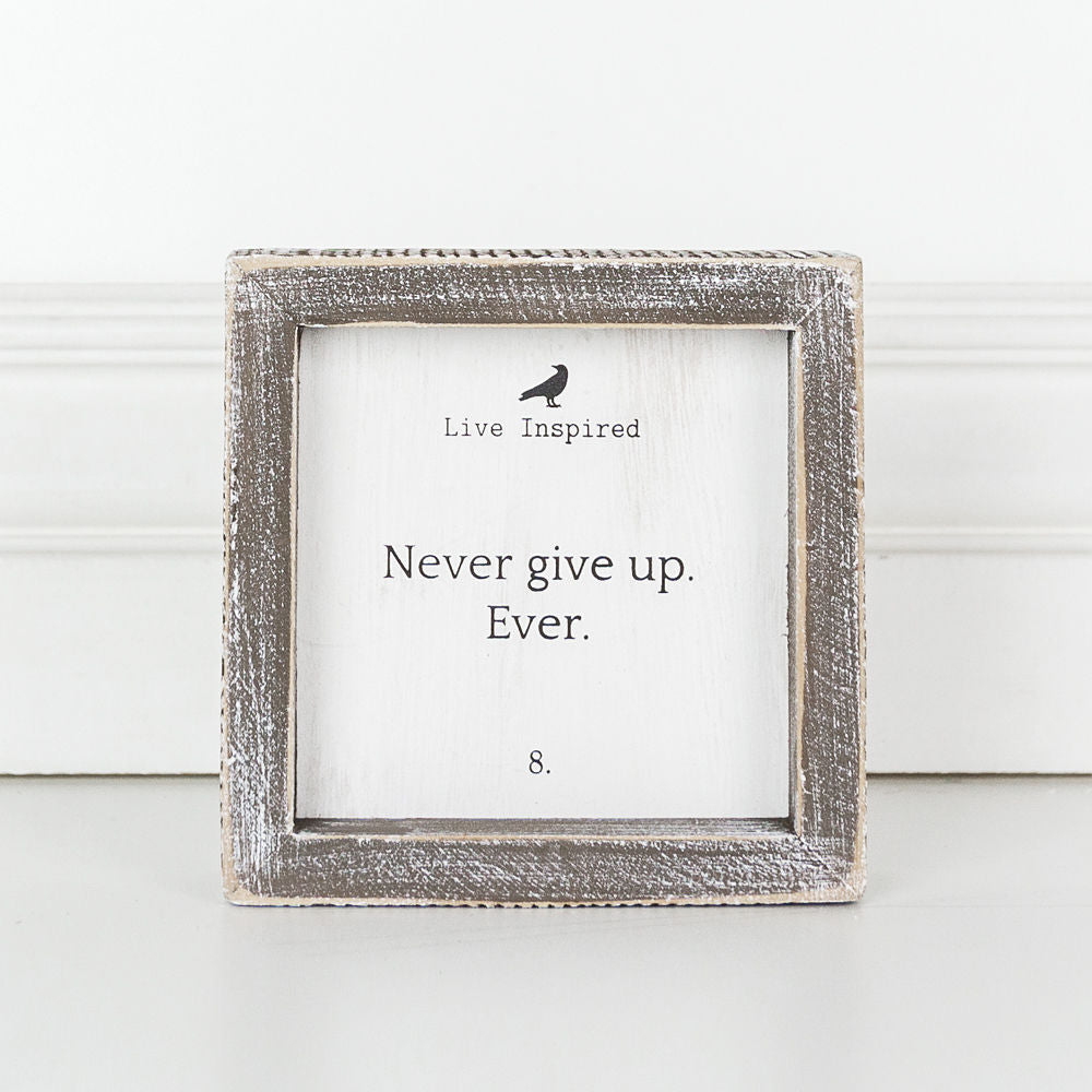 Live Inspired, Never Give Up.... framed sign - The Nifty Decor