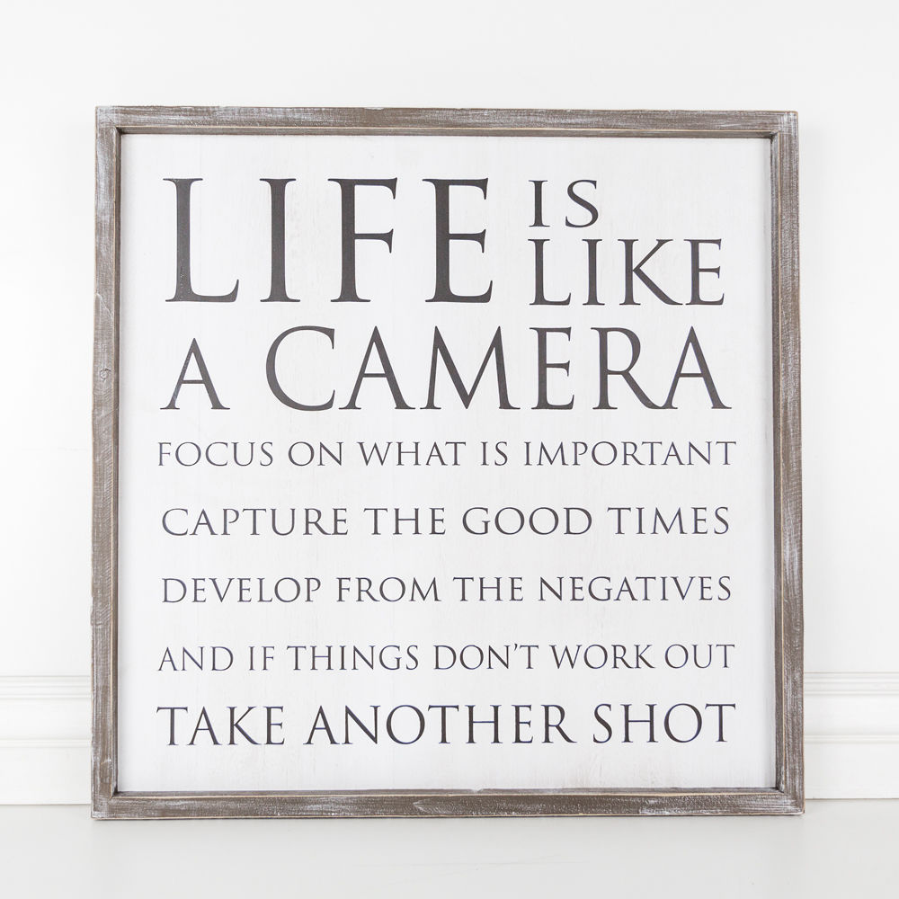 Life Is Like A Camera... Big framed sign - The Nifty Decor