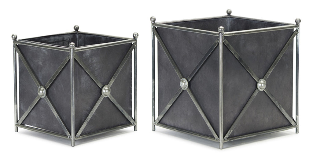 Blackish silver metal planter, Set of 2 - The Nifty Decor