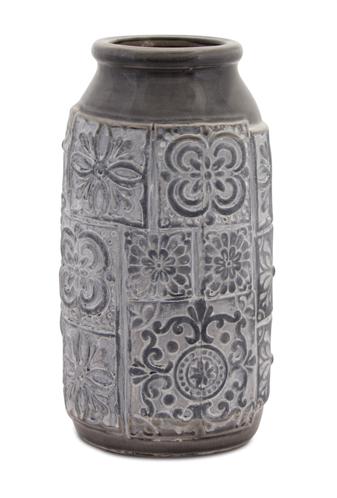 Small grey embossed vase, set of 2 - The Nifty Decor