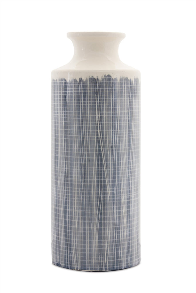 Tall Bluish Grey Terra Cotta Vase - Bombay Mercantile