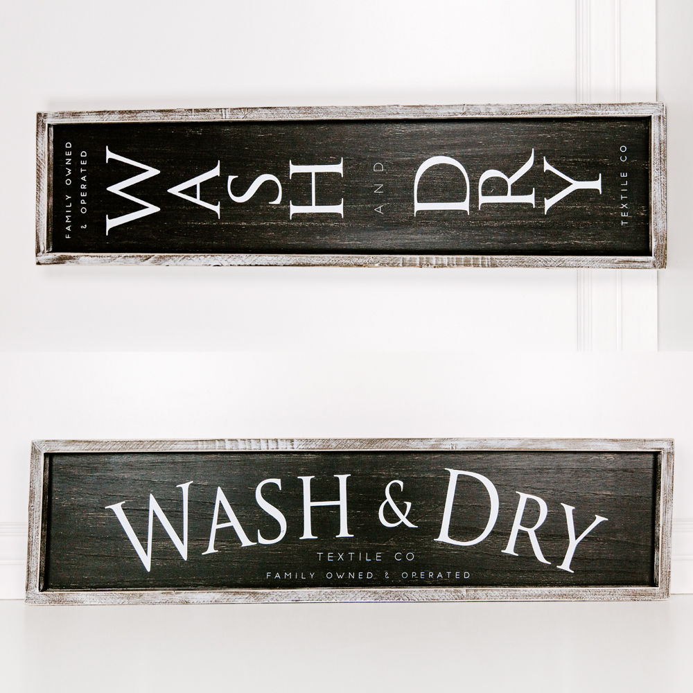 Reversible Sign (Wash & Dry, Textile Co, Family) - The Nifty Decor