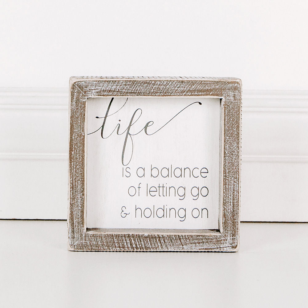 Wood framed sign (Life Is A Balance Of) - The Nifty Decor