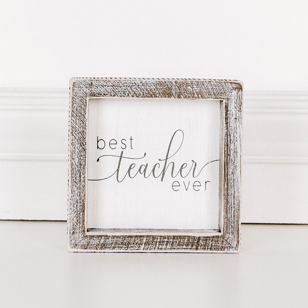 Wood framed sign (Best Teacher Ever) - The Nifty Decor
