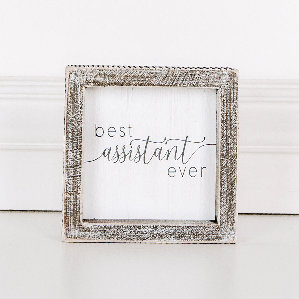 Wood framed sign (Best Assistant Ever) - The Nifty Decor