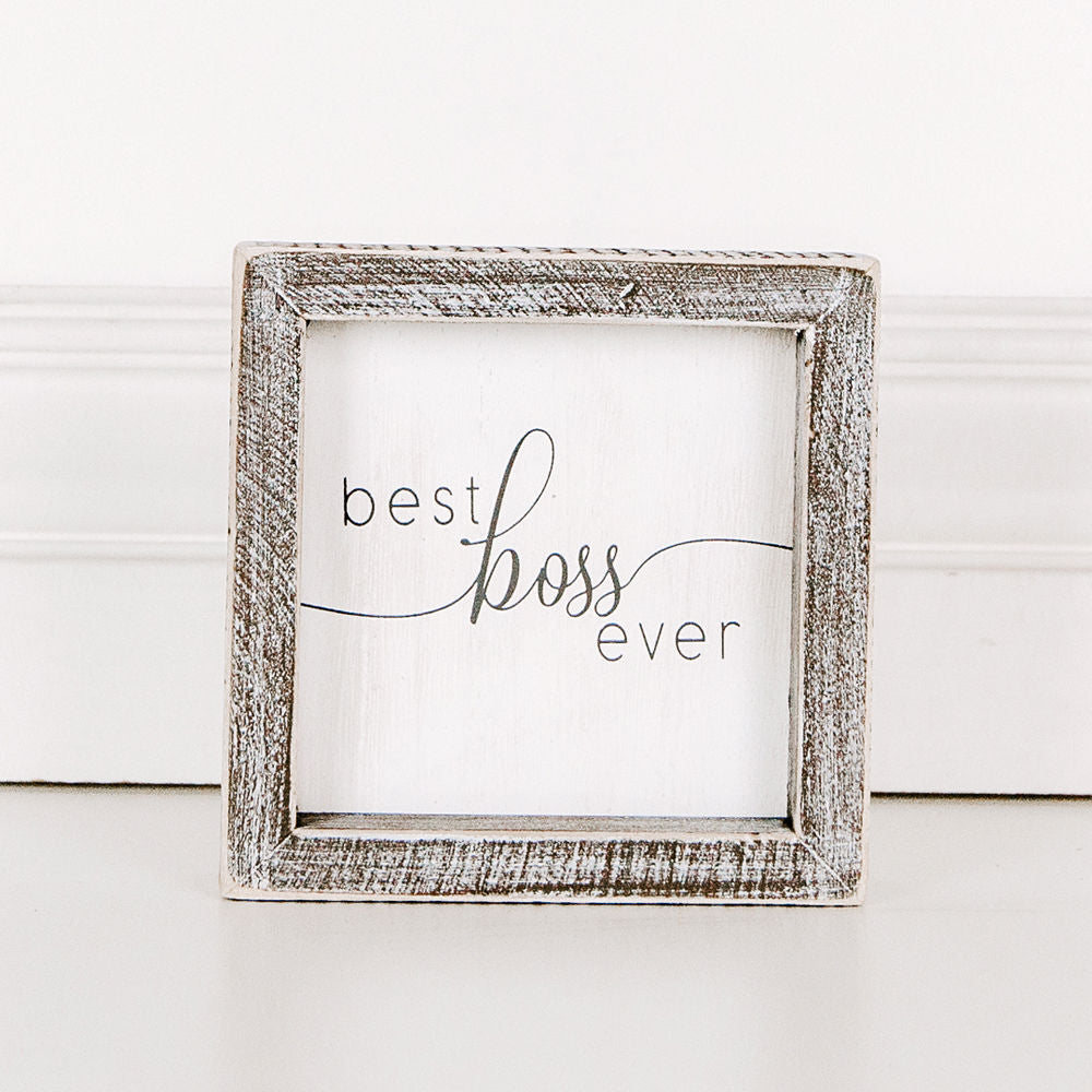 Wood framed sign (Best Boss Ever) - The Nifty Decor