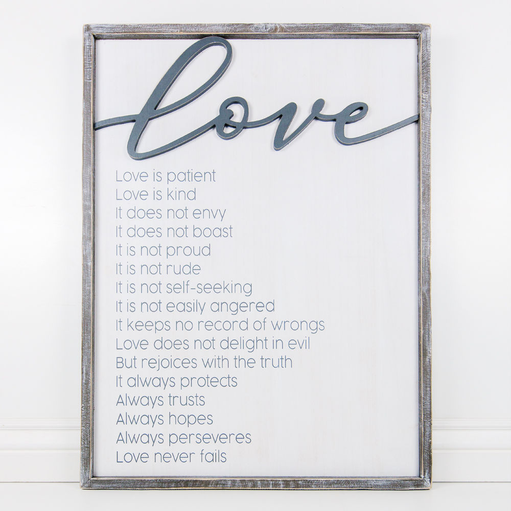 Wood framed sign (Love Is Patient, Love Is...) - The Nifty Decor
