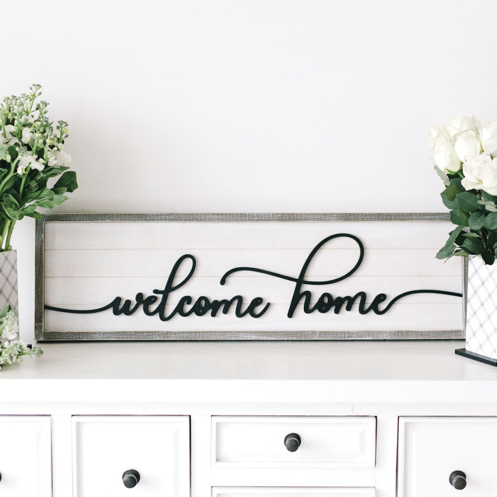 Wood framed sign (Welcome Home) - The Nifty Decor