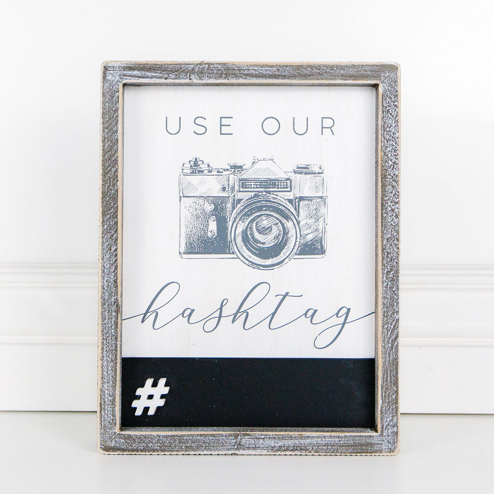 Wood framed sign (Use Our Hashtag) - The Nifty Decor
