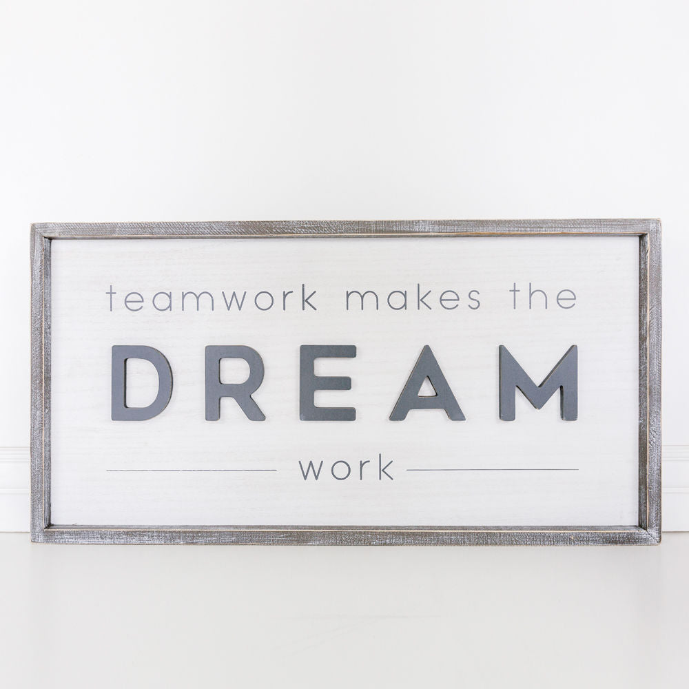 Wood framed sign (Teamwork Makes the Dream Work) - The Nifty Decor