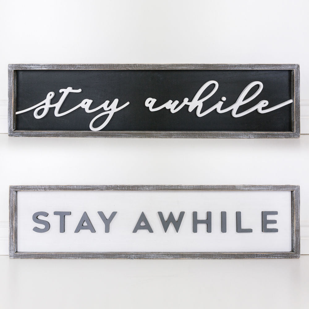 Double sided sign (Stay Awhile) - The Nifty Decor