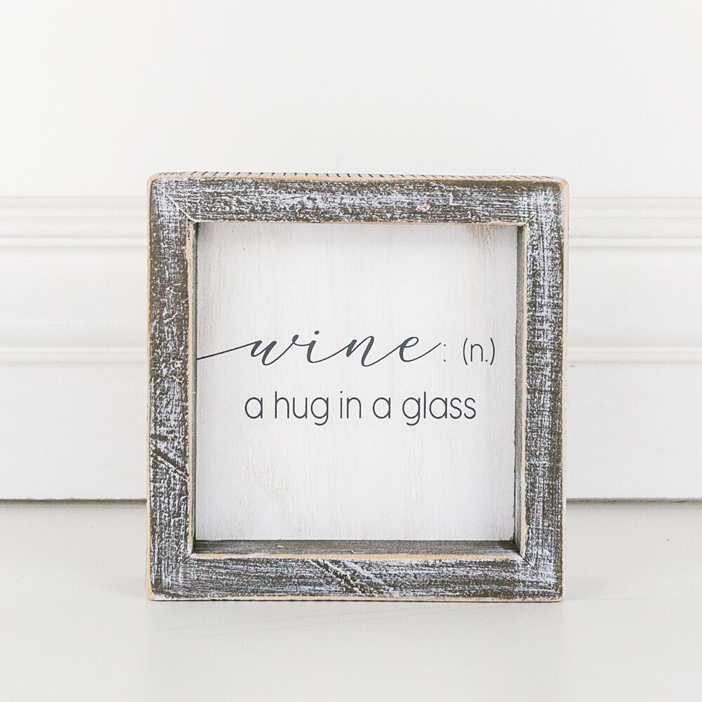 Wood framed sign (Wine, A Hug In A) - The Nifty Decor