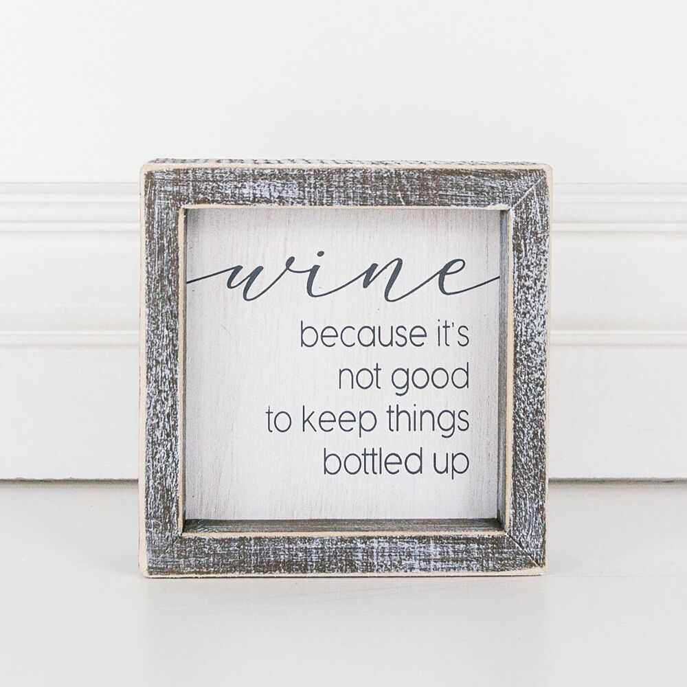 Wood framed sign (Wine Because It's Not Good) - The Nifty Decor