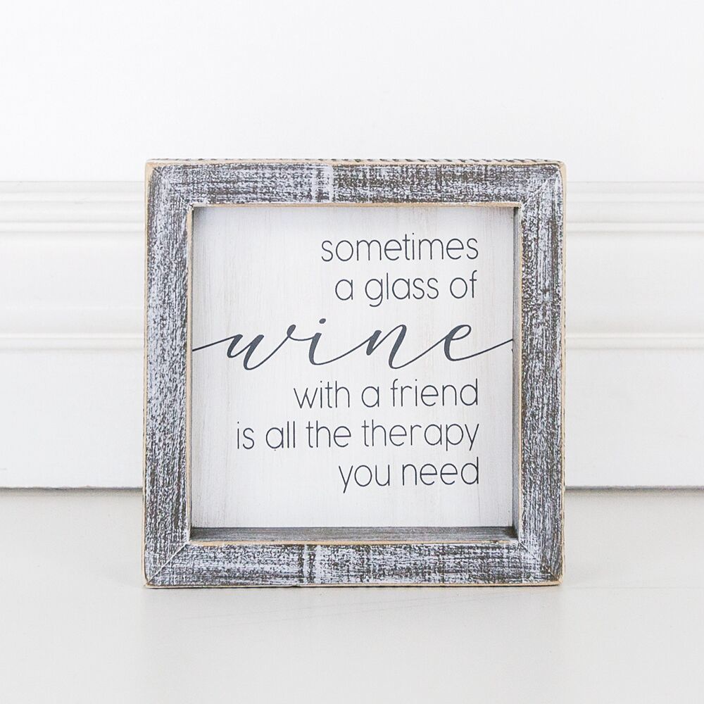 Wood framed sign (Sometimes A Glass Of Wine) - The Nifty Decor