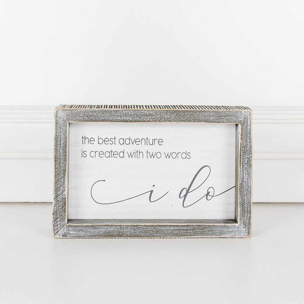 Wood framed sign (I DO) - The Nifty Decor