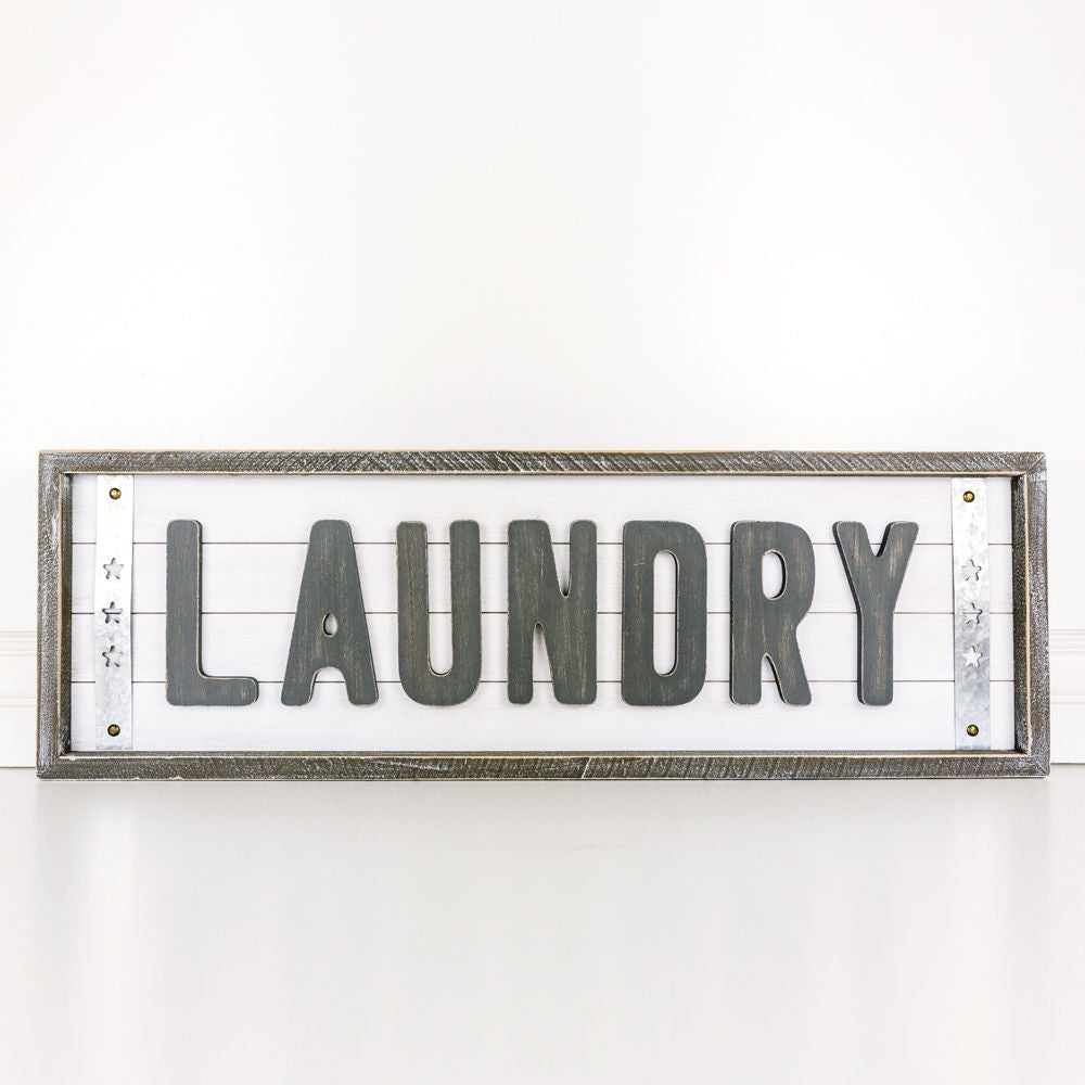 Wood framed shiplap sign(LAUNDRY) - The Nifty Decor