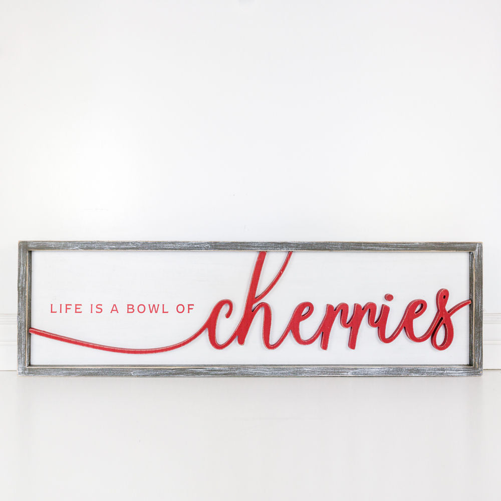CHERRIES/EAT reversible wood framed sign - The Nifty Decor