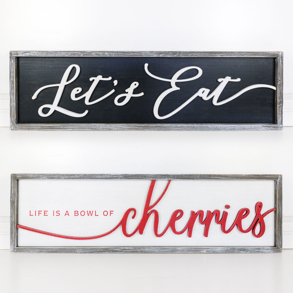 CHERRIES/EAT reversible wood framed sign - The Nifty Decor