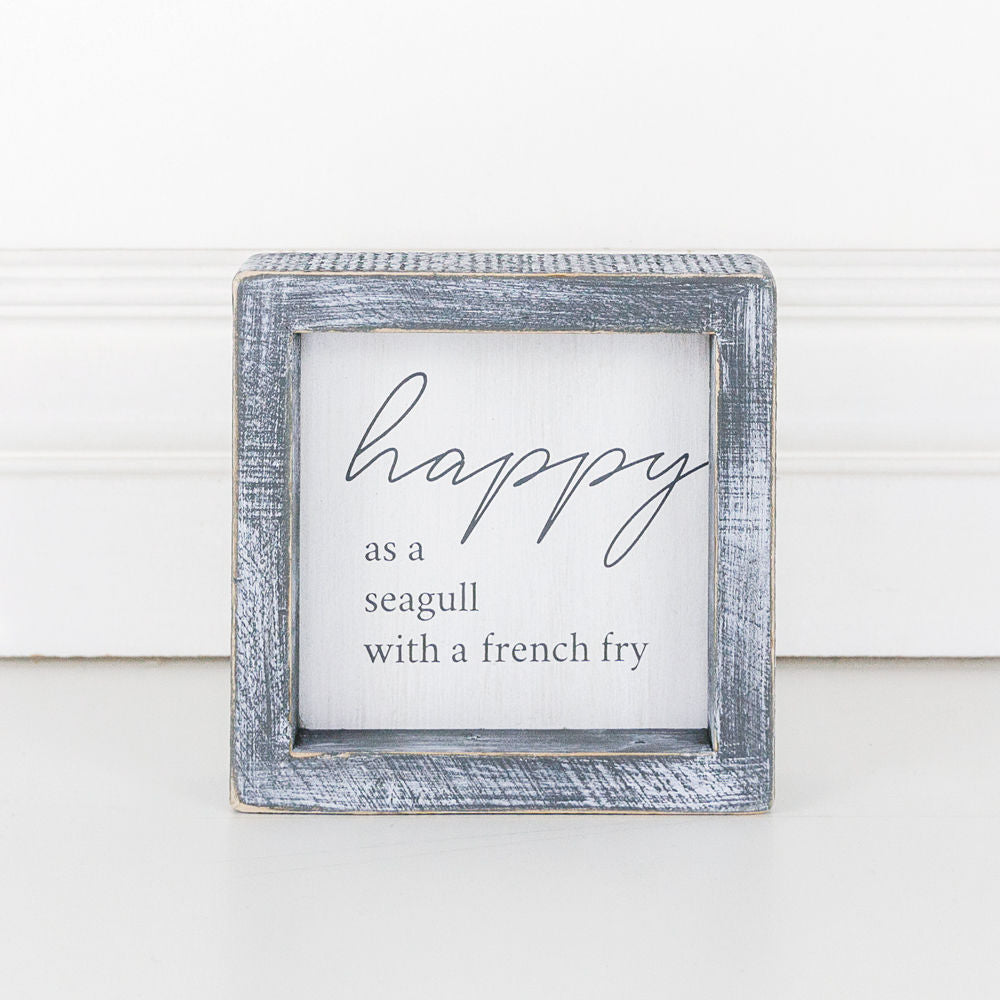 Wood framed sign(HAPPY SEAGULL) - The Nifty Decor