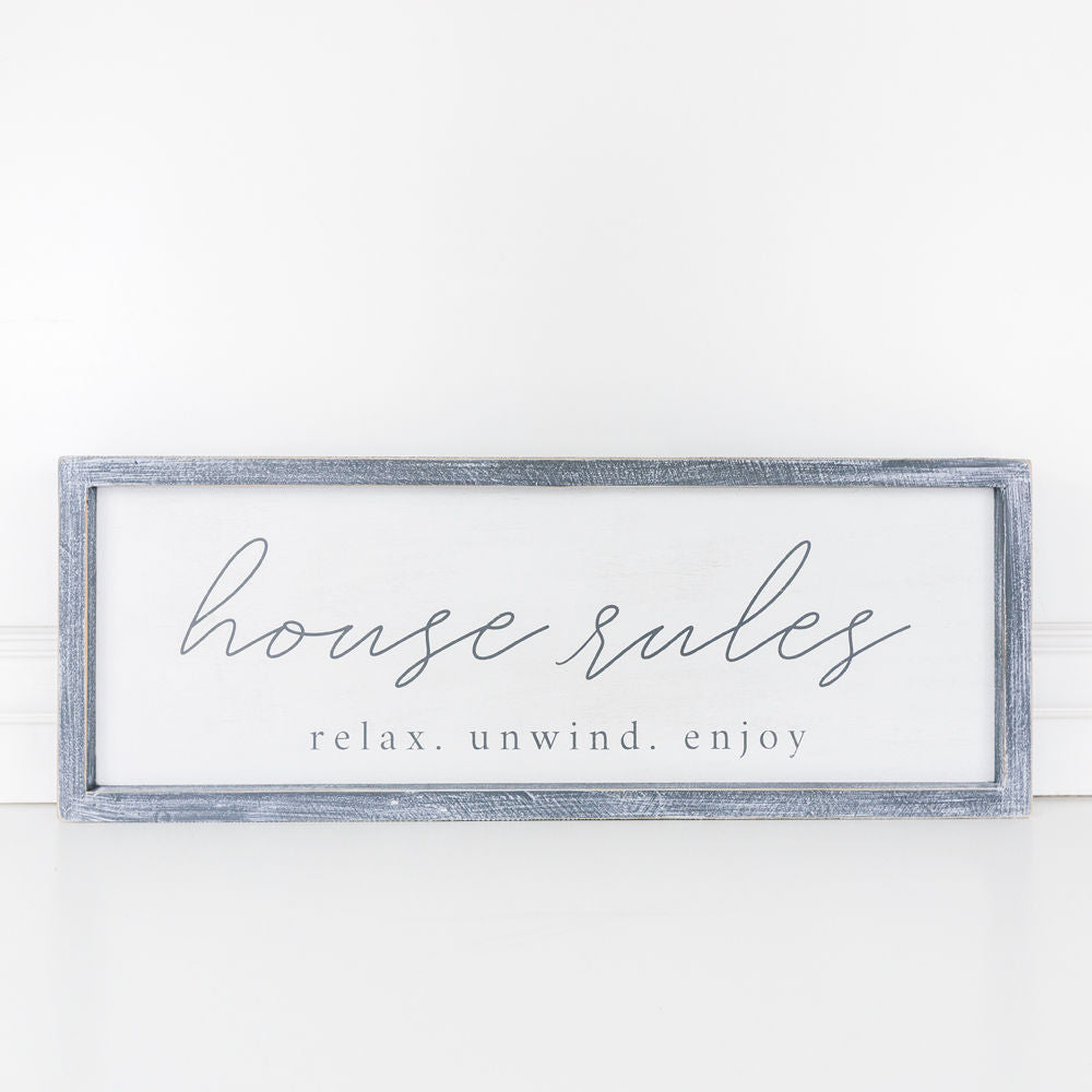 Double Side Wood framed sign(HOUSE RULES) - The Nifty Decor