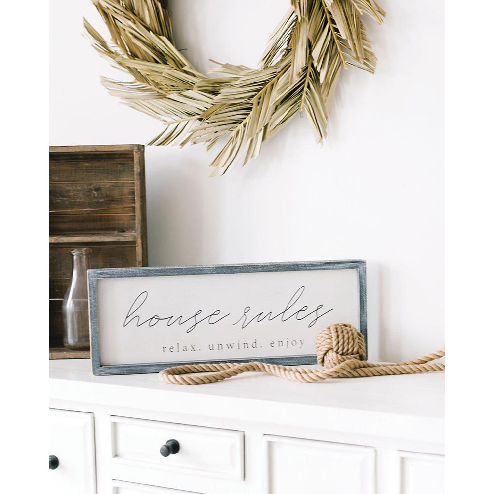 Double Side Wood framed sign(HOUSE RULES) - The Nifty Decor