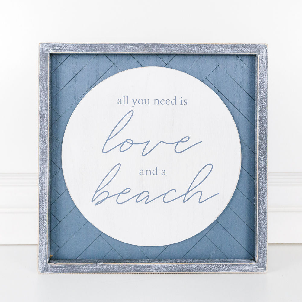 Wood framed sign(LOVE BEACH) - The Nifty Decor