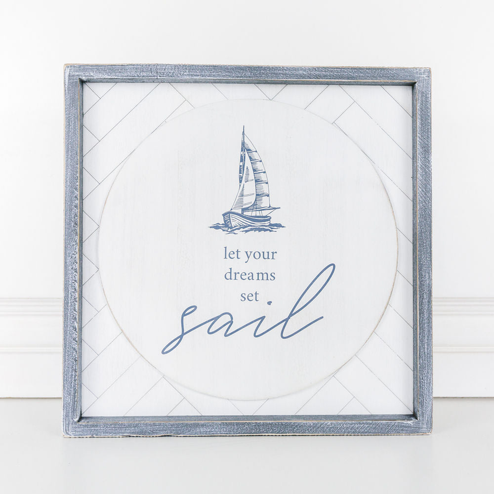 Wood framed sign(DREAMS SAIL) - The Nifty Decor