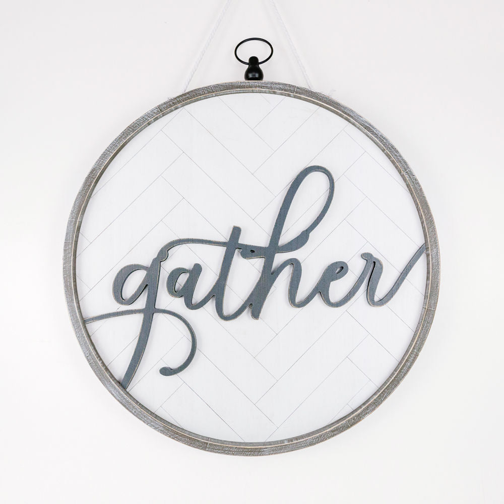 Reversible big wood framed sign(GATHER) - The Nifty Decor
