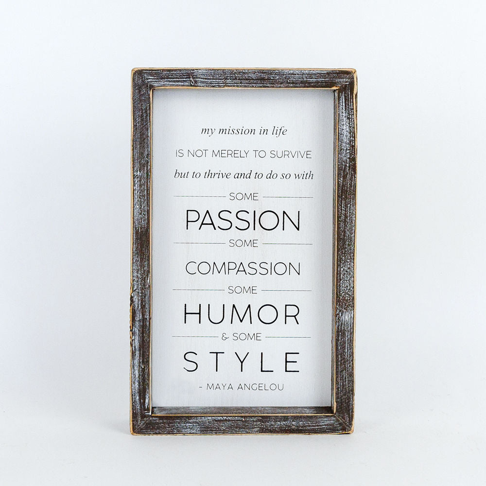 Reversible wood framed sign(MISSION LIFE) - The Nifty Decor