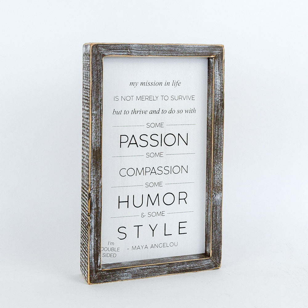 Reversible wood framed sign(MISSION LIFE) - The Nifty Decor