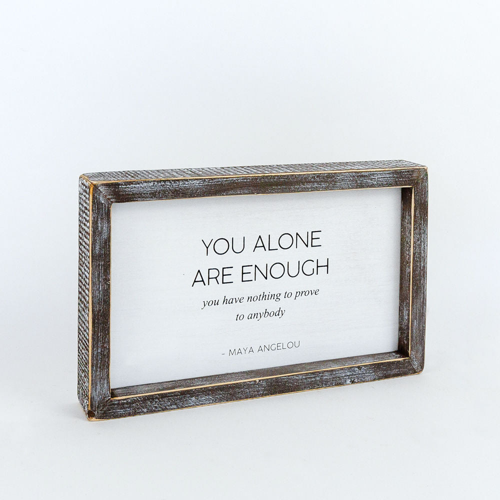 Reversible wood framed sign(ALONE ENOUGH) - The Nifty Decor